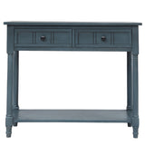 English Elm Trexm Daisy Series Console Table Traditional Design With Two Drawers and Bottom Shelf (Navy)