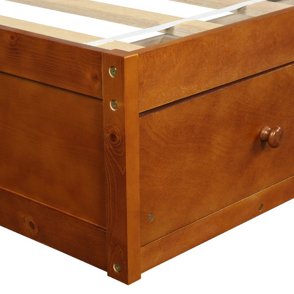 English Elm Twin Platform Storage Bed with 3 Under Frame Drawers Pine Wood Low Profile WF193634AAL