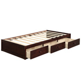 English Elm Orisfur. Twin Size Platform Storage Bed With 3 Drawers