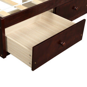 English Elm Twin Platform Storage Bed with 3 Under Frame Drawers Pine Wood Low Profile WF193634AAD