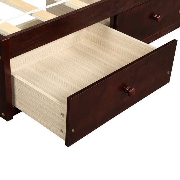 English Elm Twin Platform Storage Bed with 3 Under Frame Drawers Pine Wood Low Profile WF193634AAD