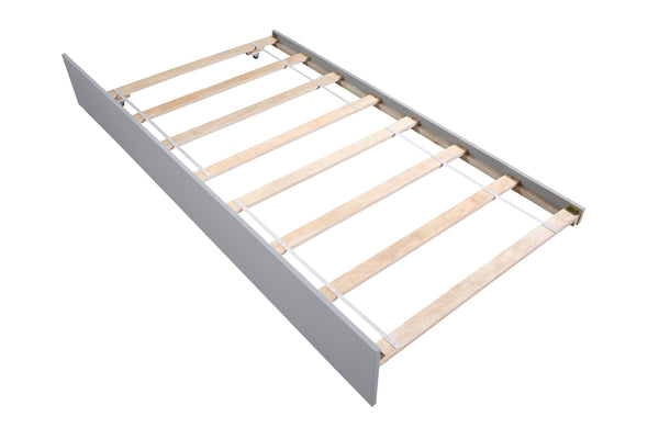 English Elm Twin Bed with Trundle Platform Frame Headboard & Footboard for Small Spaces, Solid Pine Design, No Box Spring Needed Grey W50422210