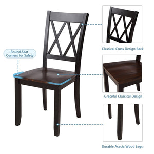 English Elm Topmax Five Piece Solid Wood Dining Set with X Back Chairs for Kitchen Spaces N717S000088B
