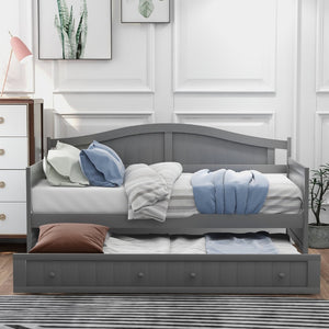 English Elm Twin Cottage Beadboard Daybed with Pull-out Trundle Pinewood Frame Guest Room WF192861AAE