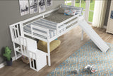 Loft Bed with Staircase, Storage, Slide, Twin Size, Full-Length Safety Guardrails, No Box Spring Needed (Old Sku:W504S00004)