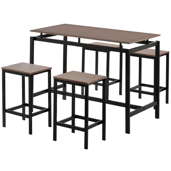 English Elm Trexm Space Saving Counter Height Dining Set with 4 Stools for Compact Kitchens WF196232AAP
