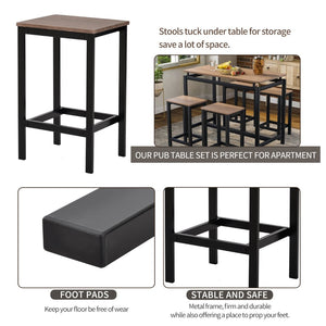 English Elm Trexm Space Saving Counter Height Dining Set with 4 Stools for Compact Kitchens WF196232AAP