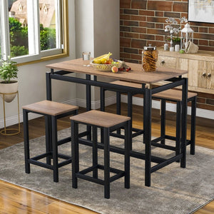 English Elm Trexm Space Saving Counter Height Dining Set with 4 Stools for Compact Kitchens WF196232AAP