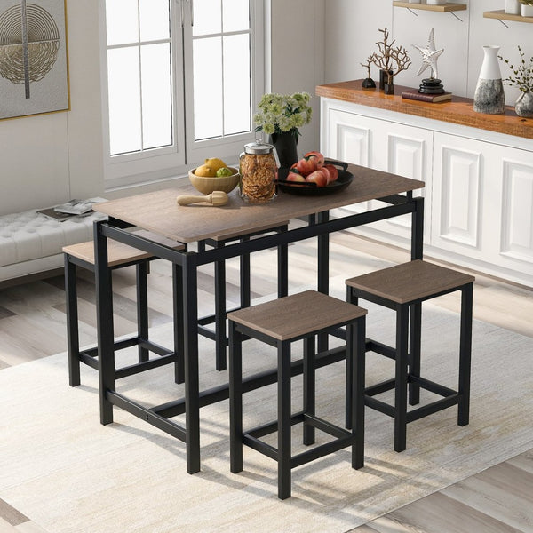 English Elm Trexm Space Saving Counter Height Dining Set with 4 Stools for Compact Kitchens WF196232AAP