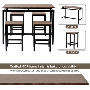 English Elm Trexm Space Saving Counter Height Dining Set with 4 Stools for Compact Kitchens WF196232AAP