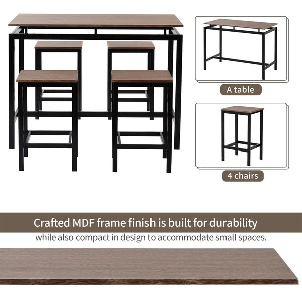 English Elm Trexm Space Saving Counter Height Dining Set with 4 Stools for Compact Kitchens WF196232AAP