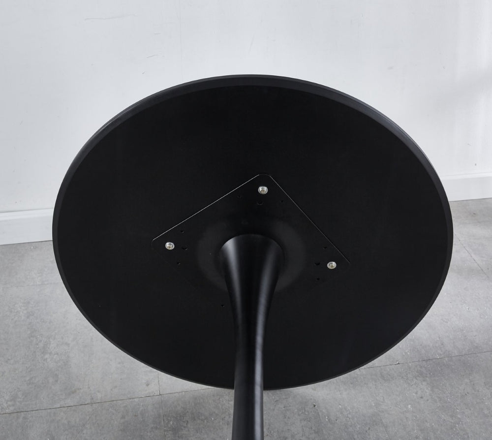 English Elm Special Matte Black Mdf Square Dining Table Compact Metal Base for Modern Interiors W23439336