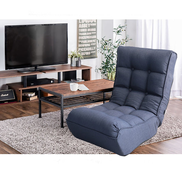 English Elm Single Japanese floor recliner chair - adjustable 3-angle folding tatami sofa for reading, gaming, lounging W24417794