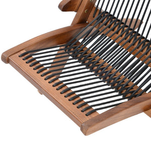 English Elm Folding Woven Rope Wood Chair Lightweight Boho Accent Seat for Patio or Living Room W55622287