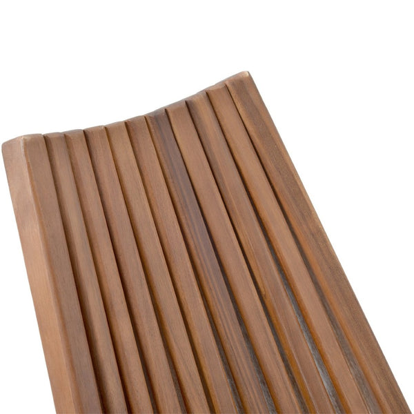 English Elm Folding Acacia Wood Chair with Tall Slanted Back for Patio Deck or Dining Room W55622286