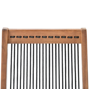 English Elm Folding Woven Rope Wood Chair Lightweight Boho Accent Seat for Patio or Living Room W55622287