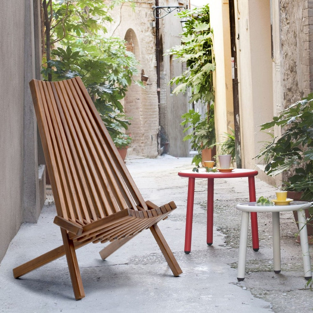 English Elm Folding Acacia Wood Chair with Tall Slanted Back for Patio Deck or Dining Room W55622286