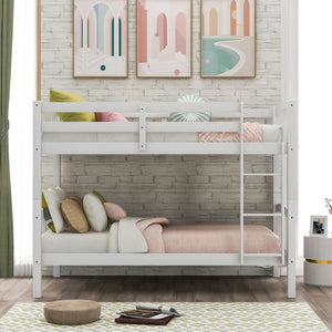 English Elm Twin Over Kids Bunk Bed Solid Pine Frame White Finish Separates Into Two Beds LT000066AAK