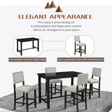 Hearth and Haven 5 Piece Counter Height Dining Set, Classic Elegant Table and 4 Chairs, Espresso and Beige