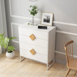 Hearth and Haven Solid Wood Special Shape Square Handle Design with 4 Drawers Bedroom Furniture Dressers W28233441