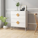 Hearth and Haven Solid Wood Special Shape Square Handle Design with 4 Drawers Bedroom Furniture Dressers W28233441