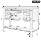 English Elm 44.5'' Modern Console Table Sofa Table For Living Room With 7 Drawers, 1 Cabinet and 1 Shelf