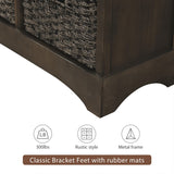 Hearth and Haven Sofia Storage Cabinet with Two Drawers and Four Classic Rattan Basket, Brown Grey WF193442AAD