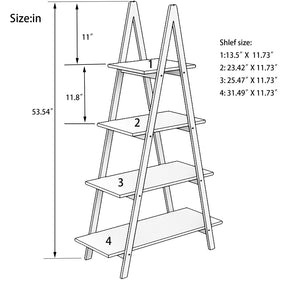 English Elm Solid Bamboo Four Tier Oxford Ladder Bookshelf Open Display for Living Room Corner W28222283