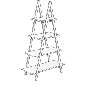 English Elm Solid Bamboo Four Tier Oxford Ladder Bookshelf Open Display for Living Room Corner W28222283