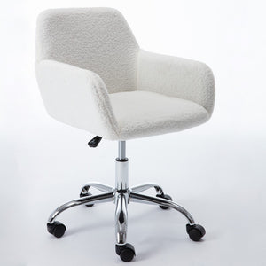 Hearth and Haven Faux Fur Swivel Chair Height Adjustable, White W21228454