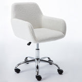 Faux Fur Swivel Chair Height Adjustable, White