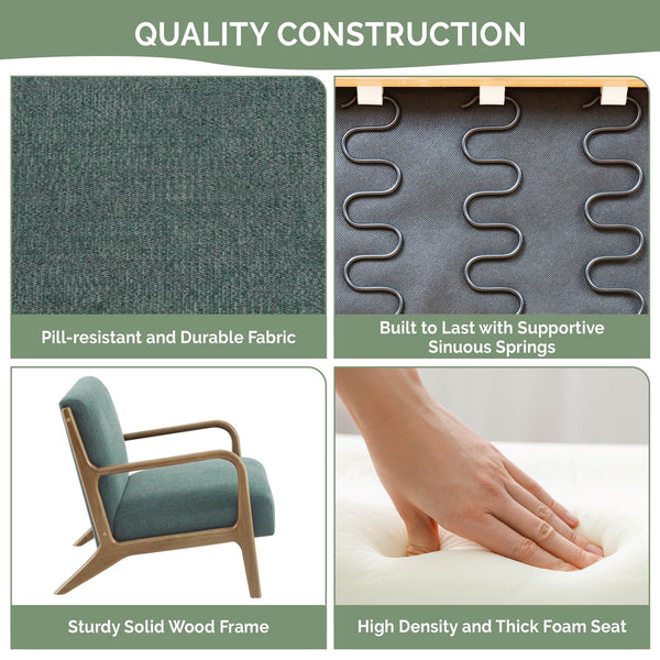 JLA Home INK+IVY - Mid-Century solid wood accent armchair with plush upholstery, ergonomic curved arms and timeless minimalist style Teal II100-0434