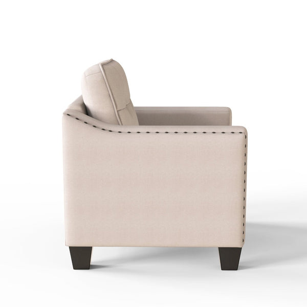 English Elm U_style Three Piece Upholstered Living Room Set with Tufted Rivet Arm Sofa Suite WY000177AAA