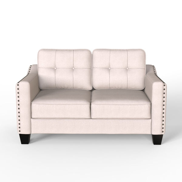 English Elm U_style Three Piece Upholstered Living Room Set with Tufted Rivet Arm Sofa Suite WY000177AAA