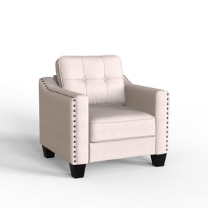English Elm U_style Three Piece Upholstered Living Room Set with Tufted Rivet Arm Sofa Suite WY000177AAA