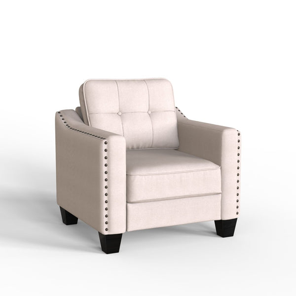 English Elm U_style Three Piece Upholstered Living Room Set with Tufted Rivet Arm Sofa Suite WY000177AAA