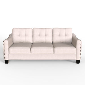 English Elm U_style Three Piece Upholstered Living Room Set with Tufted Rivet Arm Sofa Suite WY000177AAA