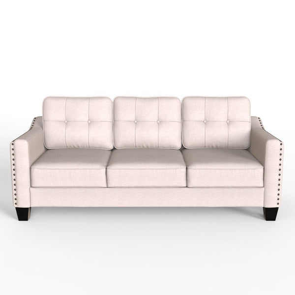 English Elm U_style Three Piece Upholstered Living Room Set with Tufted Rivet Arm Sofa Suite WY000177AAA