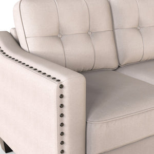 English Elm U_style Three Piece Upholstered Living Room Set with Tufted Rivet Arm Sofa Suite WY000177AAA