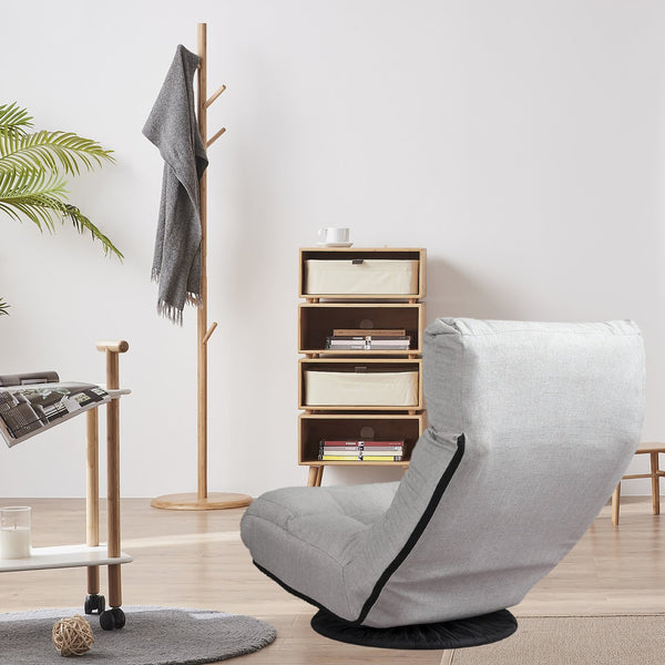 English Elm Single multifunctional reclining floor chair — Japanese tatami-style adjustable sofa for reading, gaming, napping, space-saving foldable comfort W24417916