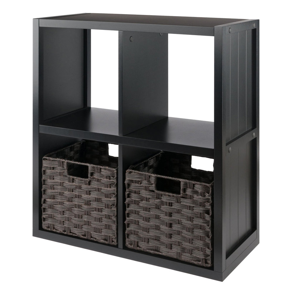 Winsome Wood Timothy 3-piece Modern Storage Shelf With Foldable Baskets – Stylish Organization For Any Room Black Composite Wood 20209-winsome-wood