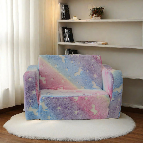 English Elm Compression Kids Sofa Pink Convertible 2-in-1 Foldable Lounger Sleeper Compact Soft Foam Seat for Small Rooms, Restores Shape in 72 Hours W1183P229937