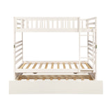 Hearth and Haven Pennyanna Twin Bunk Bed with Safety Rail and Movable Trundle Bed, White