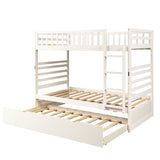 Hearth and Haven Pennyanna Twin Bunk Bed with Safety Rail and Movable Trundle Bed, White