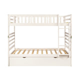 Hearth and Haven Pennyanna Twin Bunk Bed with Safety Rail and Movable Trundle Bed, White