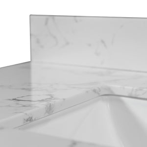 English Elm Montary 31-Inch Carrara Stone Vanity Top With Undermount Sink And Backsplash For Elegant Bathrooms W50921980