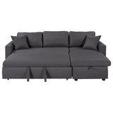 English Elm Upholstery Sleeper Sectional Sofa Grey With Storage Space, 2 Tossing Cushions