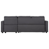 English Elm Upholstery Sleeper Sectional Sofa Grey With Storage Space, 2 Tossing Cushions