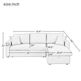 English Elm Upholstery Sleeper Sectional Sofa Grey With Storage Space, 2 Tossing Cushions