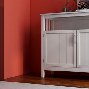 English Elm Kitchen Buffet Server Cabinet with Adjustable Shelves and Scratch Resistant White Finish W28209580